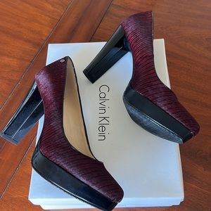 Calvin Klein - Heels - dyed cow fur - Zebra pattern Red & Black Excellent!
